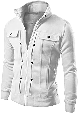 Retro Cardigan Outerwear para homens Button Button Decorado Zipper Fechamento Windbreaker Hippie Fit Caset Fit