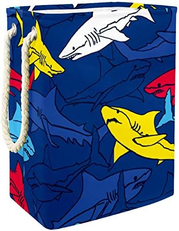Indicultor de tubarão colorido grande cesto de roupa prejudicável a água de roupas de roupas prejudiciais para roupas para