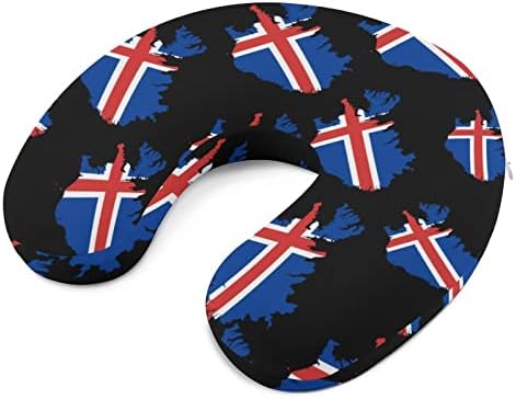 Mapa de bandeira da Islândia travesseiro de pescoço de viagem