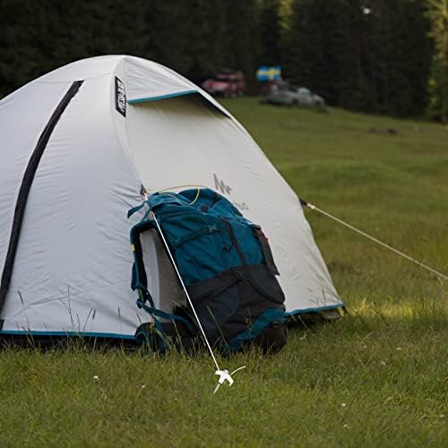 12 Pacagens estacas de tenda pesada - âncoras de terra parafuso - acampamento estacas com cultivo nas cabeças escuras - picos de tenda roscada de metal com motorista hexadecimal e caixa de armazenamento