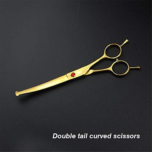 Kit de tesoura de pet -tease de 7,0 polegadas de petão, segurança redonda Segurança de barbear afiado Corte de tesoura curva Rainning tesouras de pente