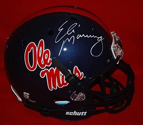 Eli Manning Giants assinou Ole Miss Schutt Fanatics de capacete em tamanho real Holo B433211 - Capacetes da faculdade