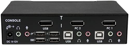 Startech.com 2 Porta DisplayPort KVM Switch - 2560x1600 @60Hz - Porta dupla DP USB, teclado, vídeo, caixa de troca de mouse com áudio para computadores e monitores