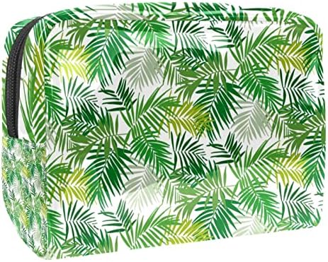 Bolsa de maquiagem tbouobt bolsa de bolsa cosmética bolsa bolsa com zíper, folhas verdes tropicais
