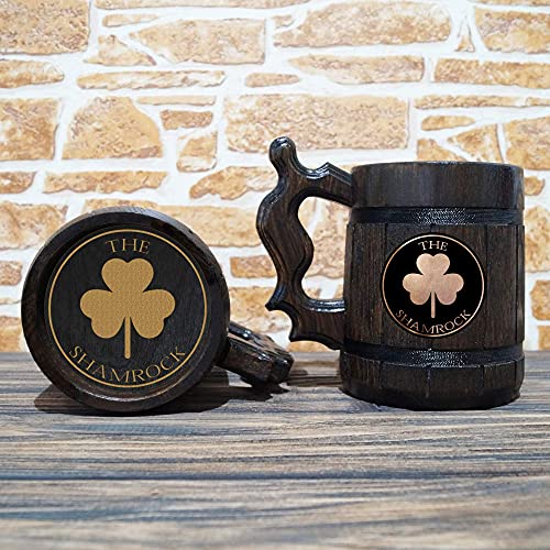 Símbolo Celtic Shamrock da caneca de cerveja Druids, caneca personalizada de cerveja, bastão gravado, presente para marido, tanque de cerveja, presente personalizado para ele