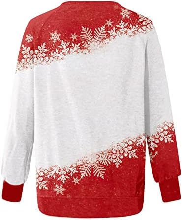 Suéter de natal feio vermelho para mulheres vintage fofo moletom gráfico solto pullover casual tops de tampa blusa de camisa de tinta