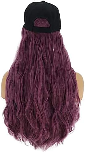 Peruca de substituição de cabelo xzgden, perucas moda roxa lady wig chapéu de peça de pebatão de milho do tipo permissão longa de cabelo cacheado, peruca pastel ondulada