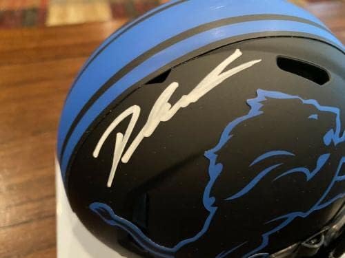 D'Andre Swift autografou Riddell Detroit Lions Eclipse Mini Fanáticos de capacete - capacetes autografados da NFL
