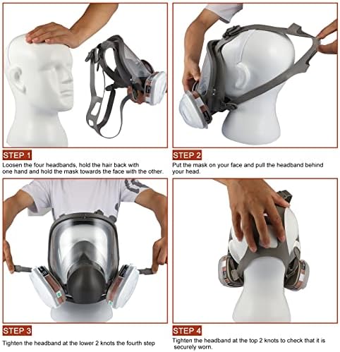 Lzllhx Máscara de máscara de face completa Tampa de gás-máscara de vapor orgânico e anti-capa, cobertura de face à prova