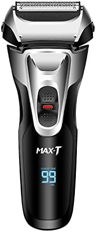 Max-T barcações elétricas para homens, barbeador elétrico de homens úmidos e secos, sem fio com aparador recarregável e pop-up USB, Razor elétrico à prova d'água IPX7 para homens, melhores presentes de barbear para homens