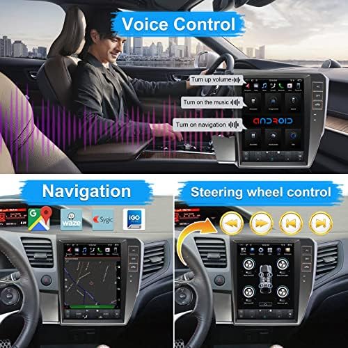 Kspiv 4g+64g Android Car Séreo para Honda Civic 2012 Car Rádio de 10 polegadas de 10 polegadas Tesla com Apple CarPlay e Android Auto, Unidade de Navegação GPS In-Dash, Bluetooth, WiFi, câmera de backup, SWC
