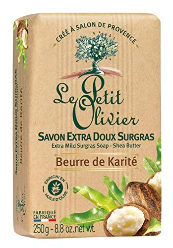 Le Petit Olivier extra Mild Surgras Soap - manteiga de karité - Limpa suavemente a pele - delicadamente perfumada - hidratante e amolecimento - à base de vegetais - embalagens ecológicas - Free Paraben - 8,8 oz
