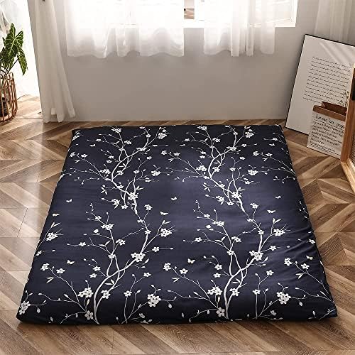 Maxyoyo Marinha Floral Impressa Japonês Colchão Japonês Estilo Rústico Estilo de Futon Mattão Dobrável Cama Rolagem Up Camping