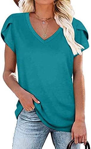 LCZIWO BLOUS CASUAL PARA MULHERES ELEGENTES PETA SOLID SLUVE CURNO V NESCENDO PESCO