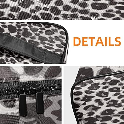 Tbouobt Bolsa cosmética para mulheres, bolsas de maquiagem Bolsa de higiene pessoal espaçosa presente de viagem, impressão de leopardo cinza moderno