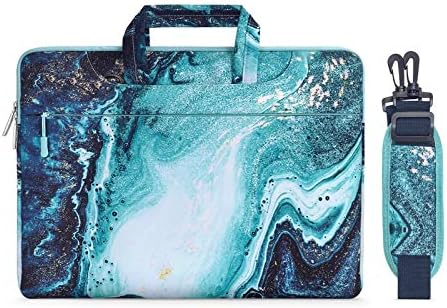 Mosis Laptop Bolsa de ombro compatível com MacBook Air/Pro, Caderno de 13-13,3 polegadas, compatível com MacBook Pro 14 2023-2021 A2779 M2 A2442 M1, Creative Wave Mármore Transporte Bolsa Bolsa Bolsa Bolsa Caixa de manga Bolsa Caixa