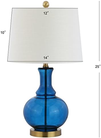 Jonathan Y Jyl1068C-SET2 Conjunto de 2 luminárias de mesa Lavelle 25 Lâmpada de mesa LED de vidro Lâmpada de mesa de transição de cabeceira de cabeceira de cabeceira de cabeceira para o quarto da sala de estar estante de faculdade, azul cobalto azul