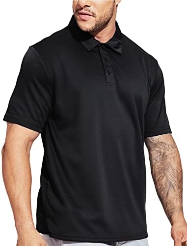 Camisas de pólo seco rápido de Mier Men Camisas de colarinho casual de poliéster Manga curta, umidade que bebeu, proteção