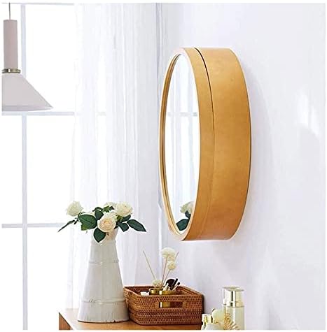 Espelho de vaidade Round 3 nível de espelho de banheiro, banheiro armário de armazenamento de parede armário de remédios com moldura de madeira lenta e fechada espelho de vaidade dobrável