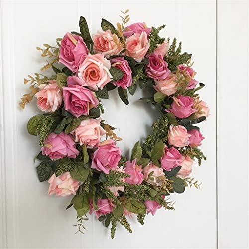 Dloett 17 polegadas Duas coloridas Rosa Flor Base Grinalsa Para Decoração de Portas de Flores de Flores de Flores de