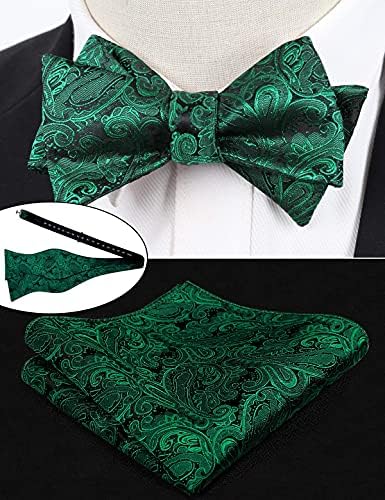 Colete de terno Paisley Alizeal Paisley, gravata borboleta auto-amarrada, gravata de 3,35 polegadas e conjunto quadrado de bolso