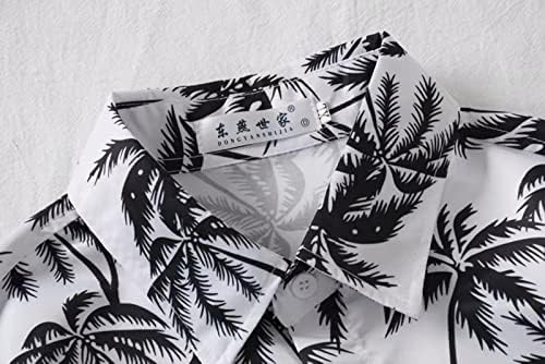 Camisas masculinas de verão casual camisetas florais elegantes de algodão para baixo de férias tropicais manga curta
