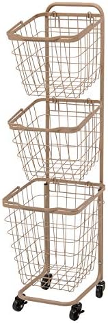 Hagiwara Kr-3971LT Rack de lavanderia, cesta, cesta de lavanderia removível, 3 níveis, removíveis e empilháveis, grande capacidade,
