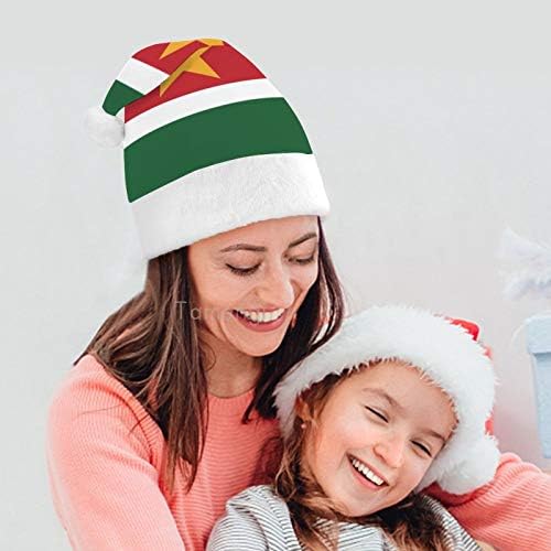 Chapéu de Papai Noel de Natal, Suriname Flag Chapéu de férias de Natal para adultos, Unisex Comfort Christmas Hats para