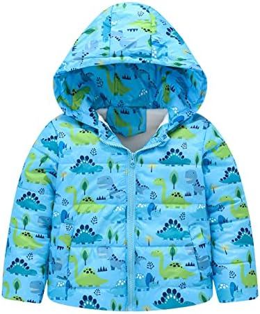 Criança meninos meninos meninas meninas inverno arco -íris cartoon dinossauros casaco casaco com capuz de espessura de trinchas