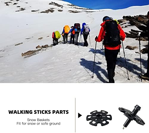 6 Pacote de caminhada bengala dicas de borracha, cestas de neve ou protetores de dicas de reposição ou cestas de lama definidas para postes de trekking