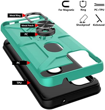 Motorola One 5G ACE Case com [3x Protetor de tela de vidro temperado], Kickstand embutido e Magnetic Car Mount Chows Prooft