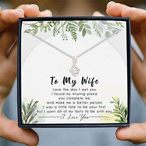 Jóias de cartão de mensagem, colar artesanal - esposa pescoço - para minha esposa, meu colar de colar de amor mensagem - jóias personalizadas para esposa, presente para seu BT147