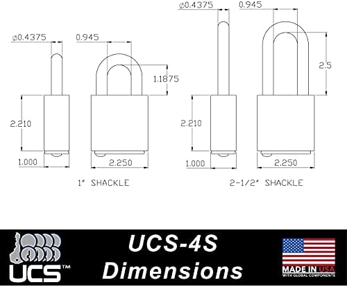 Padlock UCS-4S do Paclock, compra compatível com American Act, aço inoxidável, cilindro de 6 pinos de alta segurança, um trancado com um número U-Pick! W/ 2 Keys, 2-1/ 2 de altura.