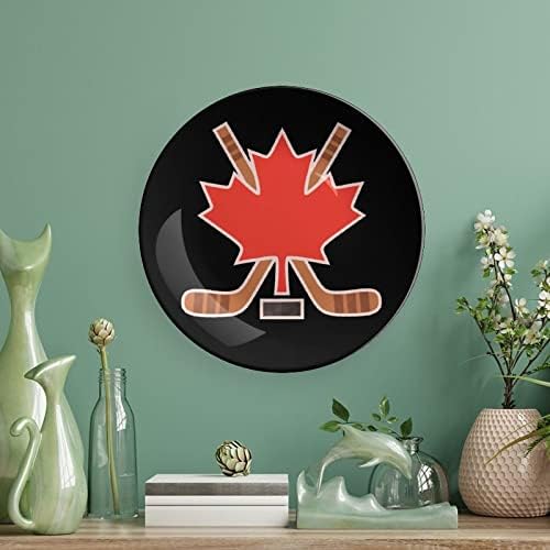Canada Maple Hockey Placa decorativa de cerâmica pendurada com exibição Presentes de casamento de aniversário de exibição para casal para os pais dele seu marido