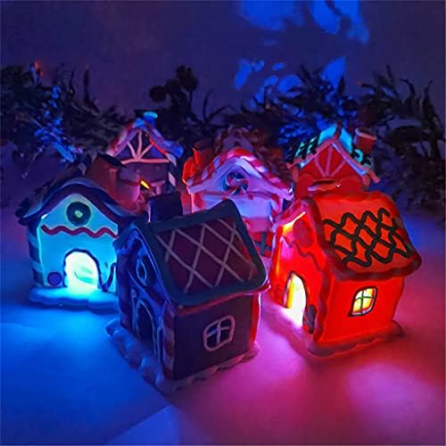 Decoração de Natal de Ganfanren 6pcs LED LED Small House Simulation 3D Pottery Soft Hut Mini Cabin Cabin Filhos Decoração