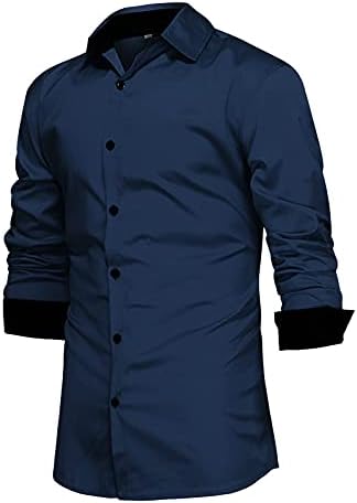 Xxbr camisetas casuais de negócios para homens, 2021 Men's Fall de colarinho virado de colarinho de colarinho solto camisa