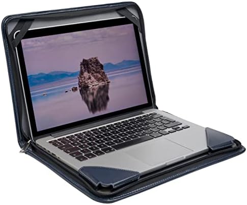 Broonel Blue Leather Laptop Messenger Case - Compatível com o HP Elitebook 630 G9 13 Laptop FHD