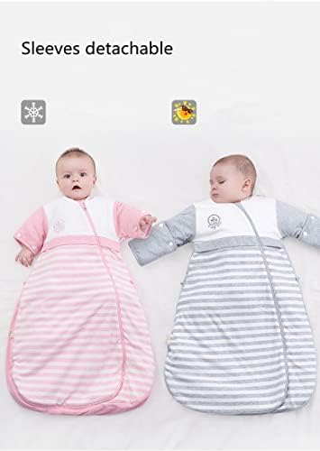 Cyuuro Baby Saco de dormir Mangas de crianças destacáveis ​​para crianças vestíveis para crianças para o clima frio outono, cinza 66-77 ℉