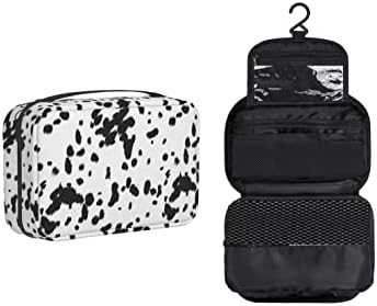 Dalmácia Prinha de cão preto Pontar bolsa de higiene pessoal pendurada com gancho de maquiagem Organizador para mulheres/homens