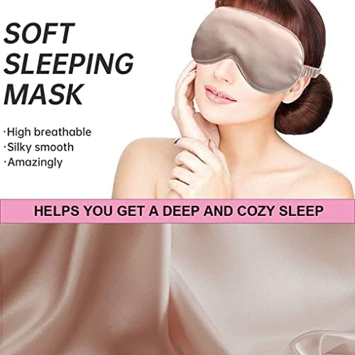 Máscara de olho de cetim sedoso para o conjunto de 4 com fita, scrunchies para mulheres máscara de olho dormindo com saco de