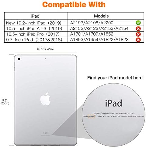 Novo iPad 10.2 , iPad 7th Generation Case 10,2 polegadas, estojo de couro protetor, estoque de suporte automático ajustável/sono