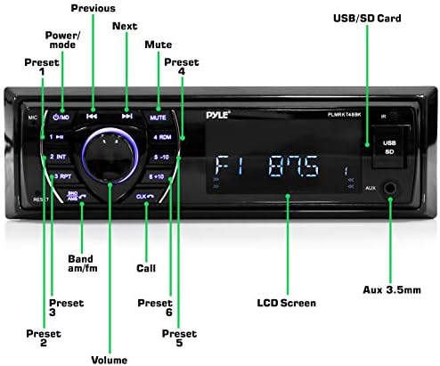Kit de alto-falante do receptor da unidade de cabeça da cabeça da Marinha Pyle-In-Dash LCD Digital Bluetooth e Nilight 90101e 5Gang