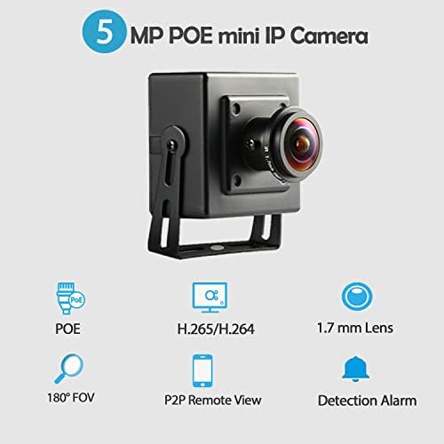 Revodata 5mp Mini Fisheye Poe IP Câmera, lente de 1,7 mm 180 ° De largura ângulo de visualização Fisheye P2P Visualização remota de