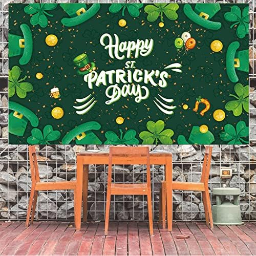 Tabela de eventos e cadeiras Conjunto do dia da Irlanda Background Fabric Pote de cenários irlandeses Green Lucky para Fotografia Festas de Festas Banner 6 X3.6ft Favores de festa para meninos para crianças 8-12