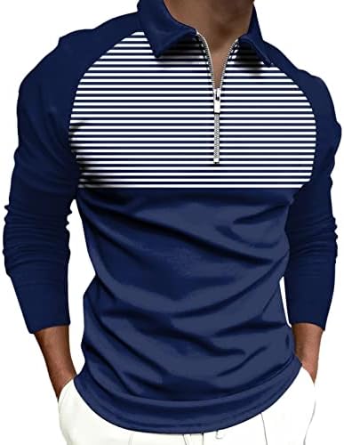 XXBR 2022 Novas camisas de pólo para homens, zíper para cima Manga longa colorido de colorido de retalhos de golfe