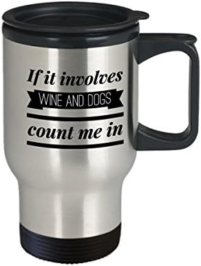 CreativeXPressco Se envolver vinho e cães, contem comigo em caneca de café, presente com menos de US $ 20 dólares e amantes