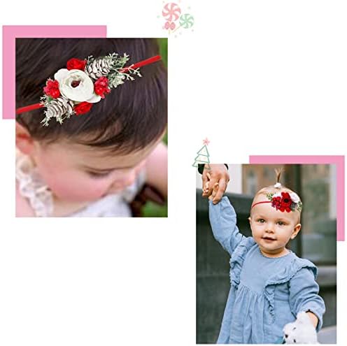 Mascare 3 pacote de Natal Red Rosa Rosa Bedas de flores Pines de pinho Elastics Headwrap Holiday para meninas de meninas e crianças