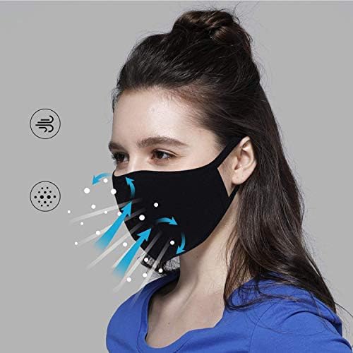 Covernização de face de 5 pacote com bolso de filtro, proteção de rosto negro unissex, pano reutilizável lavável para adultos 【USA Vendedor】