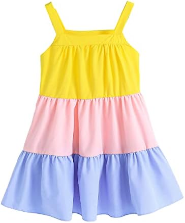 Jeinxcn Toddler Girl Girl Dress Dress Strap Stripe Ruffle Beach Holiday Sundress Roupos