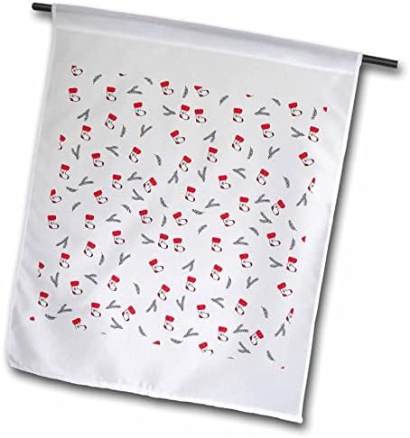 3drose natal padrão de meias de presente vermelho, galhos de abeto em brancos - bandeiras